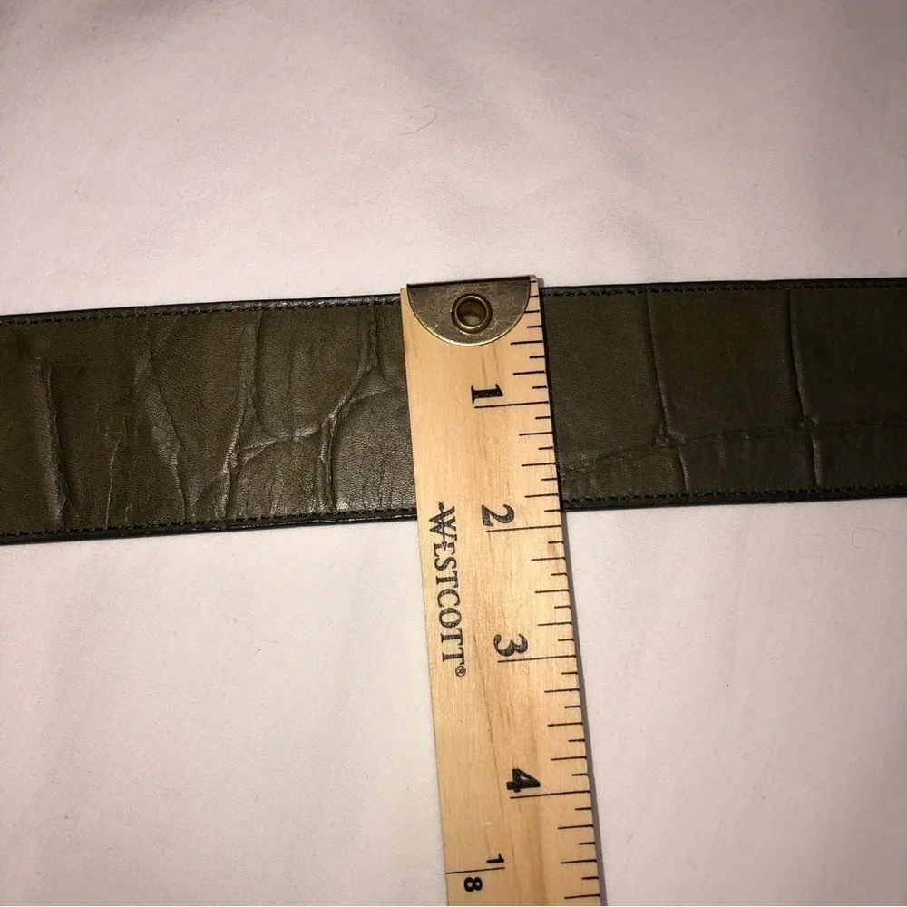 Catherine Dial Easley Embossed Wide Leather Belt Green Medium Artisan Texas
